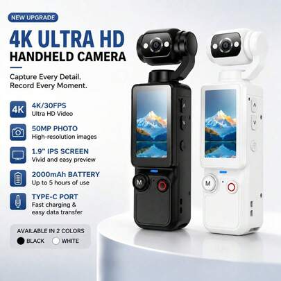 Camera (Includes 32GB SD Card) 12 Filters 180° Rotating Lens Dual Fill Light Upgraded Auto Storage (Photo + Video), Entry-Level Professional Camera, 2000mAh Long Battery Life, Suitable For Vlog Shooting, As Webcam, Cycling, Hiking And Sports Recording, Video Log Camera Full Body Camera, Suitable For Video And Recording, Blogger Entry-Level Camera, Perfect Life Recording And Travel Gift