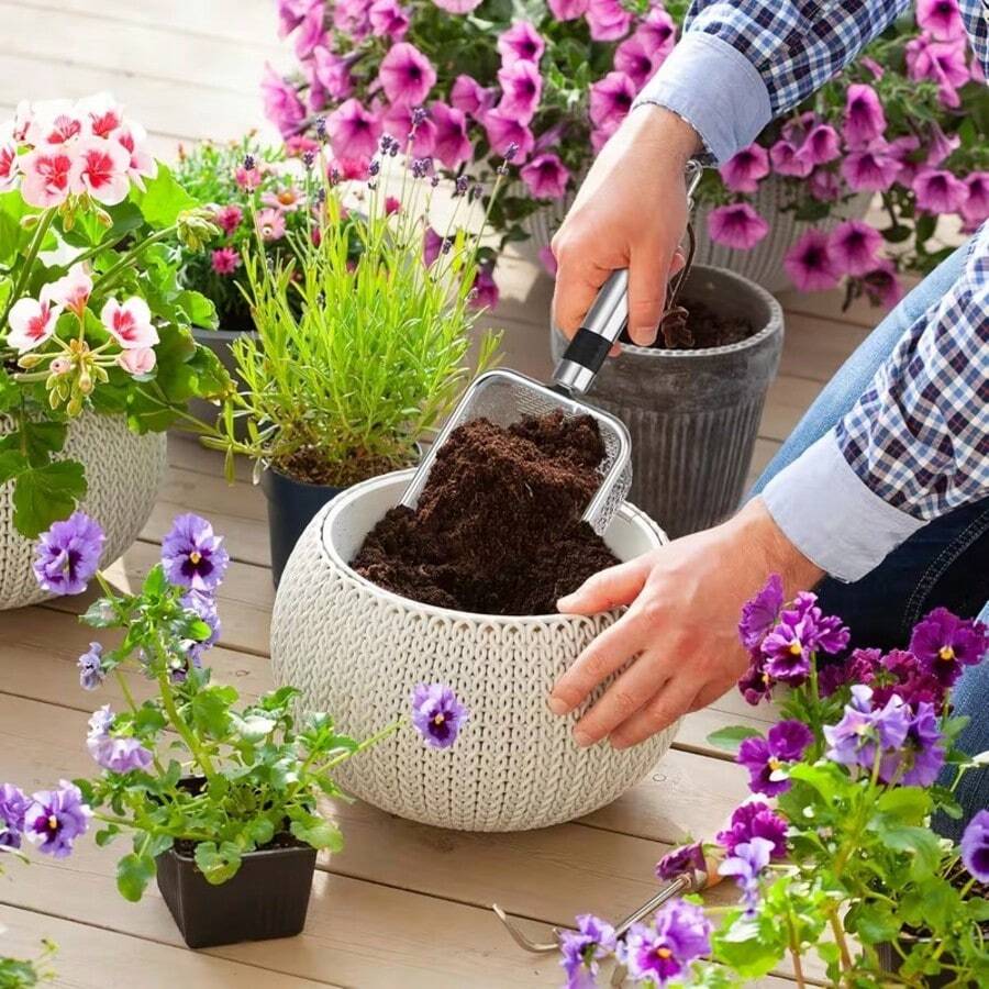 1pc Garden Soil Sieve, Stainless Steel Sand And Compost Sifter With Handle, Suitable For Sifting Pebbles, For Yard, Lawn And Garden