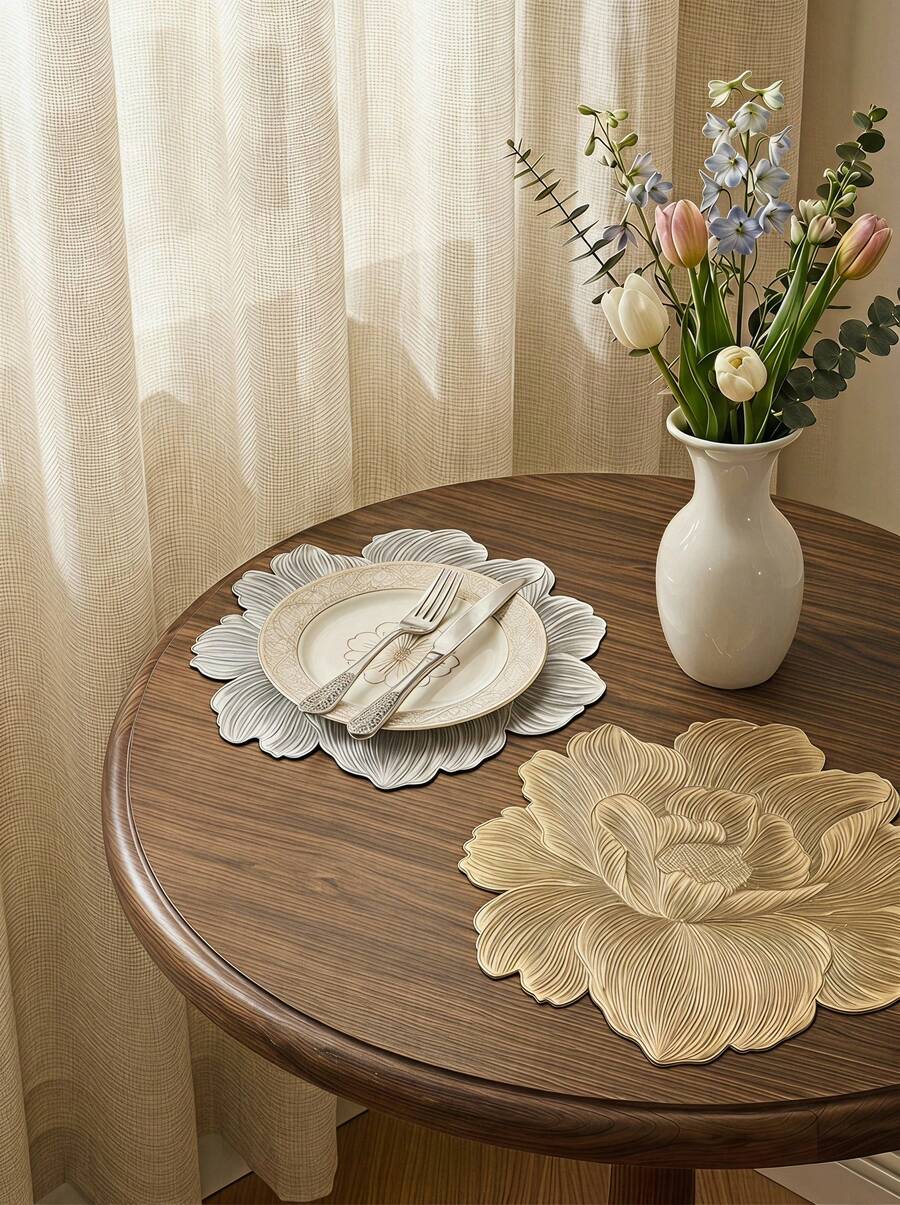 Cirelle 1-150件裝 金色玫瑰花紋PVC餐墊,可水洗,易清潔,一抹即淨,防滑,節日婚禮派對餐桌裝飾 - 彩色 - 查看 1