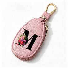 Black Letters A-Z Car Key Protection Cover PU Key Bag Mini Car Key Bag Key Ring Wallet Zipper Charter Keychain Male And Female Universal Key Ring Gift - Multicolor - View 37