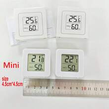 1/2/3/4 piezas Termómetro y higrómetro mini para interiores, medidor digital LCD de temperatura y humedad para uso en interiores - Monitor de temperatura y humedad preciso, alimentado por batería, fácil instalación, blanco (solo Celsius), monitor de clima interior | Diseño estético moderno | Carcasa blanca minimalista - Blanco - Ver 4