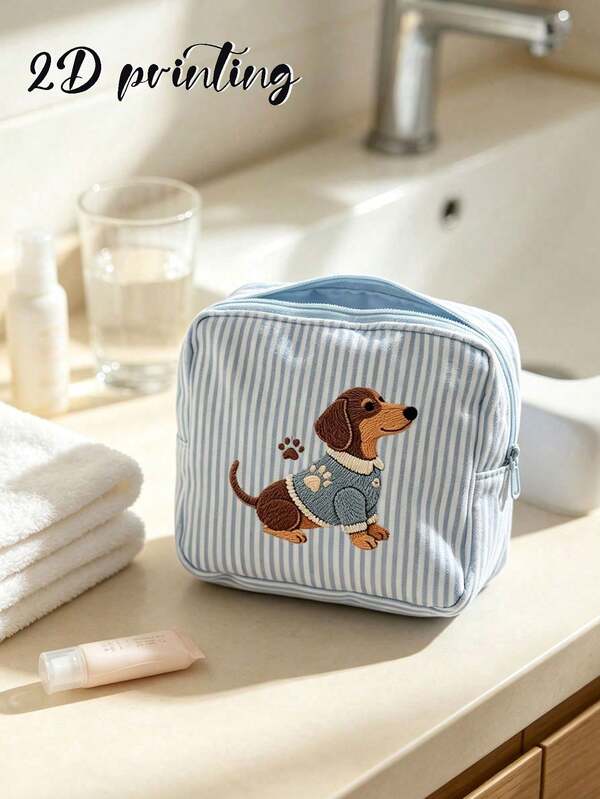 2D Flat Embroidery Puppy Print Minimalist Mini Bag, Portable Storage Bag, Sanitary Napkin Bag, Period Bag, Tampon Bag, Sanitary Napkin Storage Bag, Girls Tampon Storage Bag, Women's Makeup Bag, Coin Purse, Makeup Bag, Tampon Storage Bag, Underwear Tampon Storage Bag, Menstrual Cup Storage Bag, Reusable, Outdoor, Waterproof, Travel, College Dorm, Home, Bathroom Storage Bag, Back To School Supplies, Ideal For Women