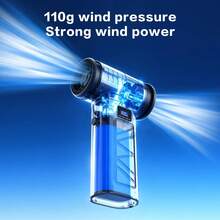 Pet Hair Dryer & Dust Blower, 90000RPM Turbo Jet Fan Wireless Air Duster, 2*1300mAh Rechargeable Battery, 3-Speed 110g Air Pressure, LED Display, Multi-Nozzle Design, Suitable For Pet Grooming, Keyboard, Computer, Car, Home Cleaning - Multicolor - View 5