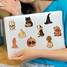 50Pcs Retro Halloween Stickers, School Supplies Back To School, Decor Notebook Water Bottle Luggage, Student DIY, Birthday & Back To School - Multicolor - View 11