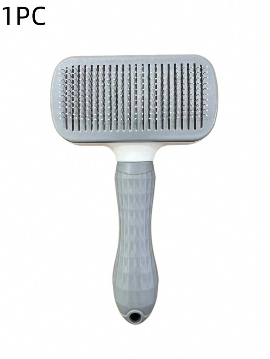 1 Peça Escova Slicker Autolimpante para Animais de Estimação, Pente Removedor de Pelos com Cabo de Conforto, Escova de Massagem e Tosa para Cães e Gatos, Remove Pelos Soltos e Emaranhados da Subcamada, Suprimentos de Tosa Diária para Animais de Estimação - Cinza - Visão 1