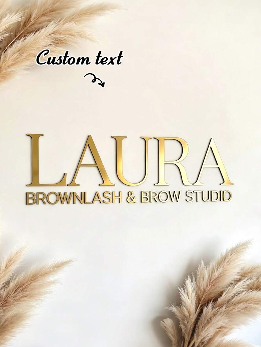 Custom 3D Acrylic Lettering Beauty Salon Sign: Mirror Acrylic Logo, Modern Signage, Gold Mirror Letter Sign, Custom 3D Acrylic Salon Sign | Customizable Beauty Studio Logo Wall Letters, Mirror Craft - Easy Installation, Laser Cut Logo Sign, Beauty Salon Sign, 3D Commercial Sign, Business Sign, Custom Laser Cut, 3D Embossed Logo