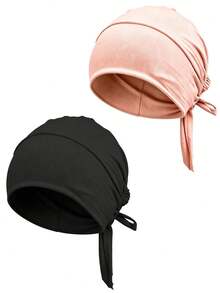 1pc Tie-Up Hijab Inner Cap, Elastic Breathable Knitted Headscarf, Adjustable Non-Slip Inner Cap, Suitable For Daily Home, Outdoor And Ramadan Wear - Black - View 16