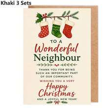 1/3 Sets Greeting Card With Envelope Christmas Happy Card, Sent To You, Thank You For Being A Wonderful Neighbor In The Holiday Season, Thank You Gift For Friends And Community Members, New Year Blessing Flat Card - A - View 12