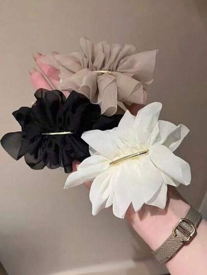 3pcs/1pc Jepit Rambut Setengah Terangkat Elegan Motif Bunga Jala untuk Wanita, Jepit Rambut Lurus Sederhana, Jepit Rambut Musim Semi Halus, Jepit Rambut Sanggul