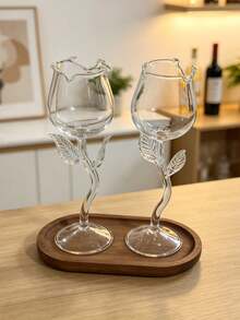 Rose Shaped Highball Glass, & Champagne Glass With Atmosphere Decoration - Clear - View 5