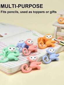 24pcs Mini 3D Cute Monkey Pencil Erasers, Monkey Erasers, Hanging Pencil Erasers, Suitable For Classroom Rewards, Party Favors, Back To School Gifts And Friend Exchange - Monkey Eraser - View 5