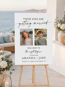 Wedding Eve Welcome Sign, Wedding Rehearsal Dinner Sign, "These Kids Are Getting Married" Sign, Personalized Wedding Rehearsal Welcome Sign, DIY Wedding Sign Template, Wedding Weekend Party Decor, Rehearsal Dinner Decor, Engagement Party, Pre-Wedding Party And Wedding Reception Welcome Decor, Groom And Bride Fun Country Style Wedding Sign, Frame/Frame Not Included. - Multicolor - View 9