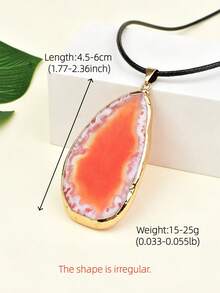 Bohemian Style Natural Agate Slice Pendant Necklace, Asymmetrical Raw Stone Slice Necklace, Vintage Stone Accessory - Agate Slice Pendant - View 9