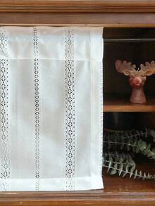 1PC Spring/Summer Simple Elegant Hollow Floral Embroidered Cafe Hollow Table Skirt Short Curtain, Suitable For Kitchen Cabinet, Living Room, Balcony, Bay Window, Bedroom, Wardrobe, Study, Garden Home Decor - White - View 6