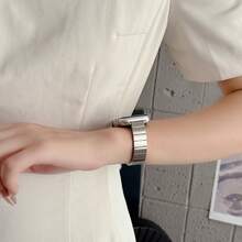 1pc Elegant Bamboo Knot Stainless Steel Watch Band, Luxury Metal Replacement Strap, Compatible With Apple Watch 38/40/41/42/44/45/49mm, Adjustable Wristband Smart Watch Accessory, Suitable For Daily Wear - Starlinght - View 5