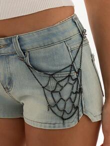 1pc Gothic Black Metal Spider Web Pants Chain, Halloween Punk Style Pocket Chain Accessory For Women Street Party - Pants Chain - View 2