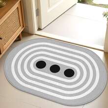 1pc Oval Flannel Doormat, Soft Comfortable Absorbent Non-Slip, Machine Washable With Non-Slip Backing, Suitable For Entrance, Living Room, Bedroom, Kitchen, Bathroom, Laundry Room, Patio, Entryway, Multi-Functional Floor Mat For Holiday Decoration - Multicolor - View 4