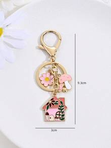 1pc Sweet Cute Vacation Style Enamel House Bee Flower Mushroom Keychain, Bag Decoration, Car Key Pendant, Student Backpack Charm, Souvenir, Gift For Friends - Multicolor - View 8