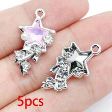 5/20pcs Silvery Plated Purple Rhinestone Charms Dolphin Shell Star Heart Butterfly Owl Pendant For DIY Necklace Earring Jewelry Making Findings - Mauve Purple - View 15