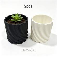 Spiral Rippled Flower Pot, Modern Minimalist Textured Succulent Planter, Suitable For Living Room, Window, Patio, Office Decoration, Beautiful Desktop Vase - Flower Pot - View 10