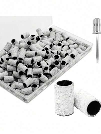 240 Grit Nail Drill Polishing Bands, 10pcs Professional White Nail Drill Fine Sanding Bands, Nail And Foot Care Polishing Drill Bit Compatible Sanding Band Set, 3/32" Nail Polishing Drill Bit