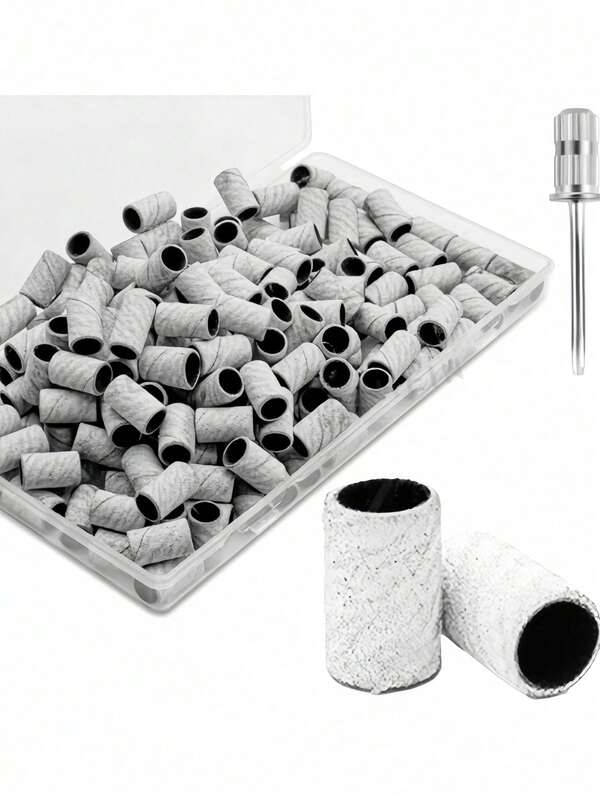 240 Grit Nail Drill Polishing Bands, 10pcs Professional White Nail Drill Fine Sanding Bands, Nail And Foot Care Polishing Drill Bit Compatible Sanding Band Set, 3/32" Nail Polishing Drill Bit