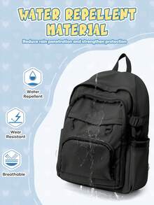 Minimalist Solid Color Multi-Functional Computer Backpack, Large Capacity With Multiple Compartments And Pockets, Fits Laptop, Built-In Luggage Strap For Suitcase Attachment, Wide Breathable Shoulder Straps For Pressure Relief, Lightweight Durable Business Casual School Commute Short Trip Backpack - Multicolor - View 5