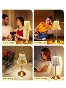 LED Crystal Table Lamp Touch Dimmable Eye-Protection Night Light, 3 Color Temperatures Optional Bedside Atmosphere Lamp, Suitable For Bedroom, Living Room, Study, Bar, Cafe, Reading And Other Scenes USB Table Lamp - One Size Fits All - View 9