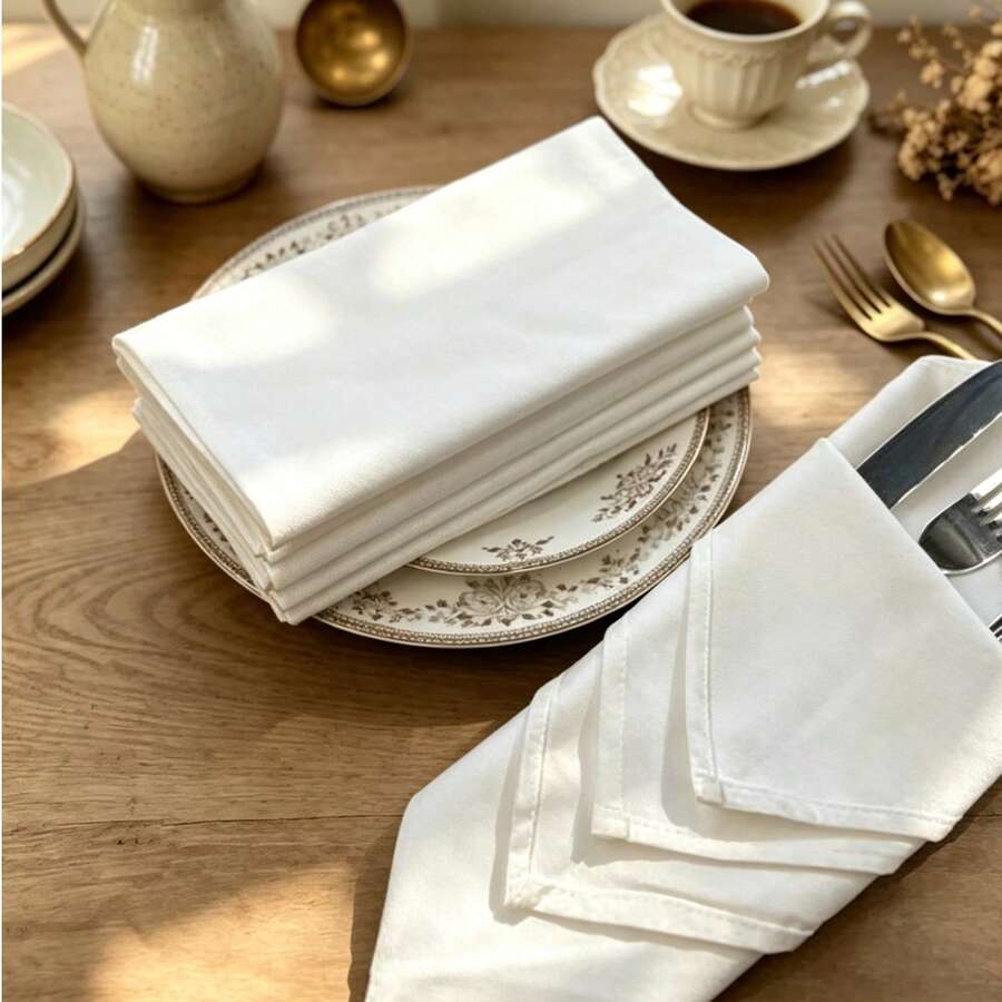 1/6/10pcs White Contemporary Simple Decorative Napkins - White - View 1