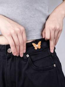 1 Set Waist Tightener, Detachable Butterfly Clip Jeans Button, Suitable For Loose Jeans, Adjustable Waist Buckle Set, No Sewing And Tools Needed, Decorative Butterfly Waist Buckle, Jeans Button Pin - Multi-color - View 10