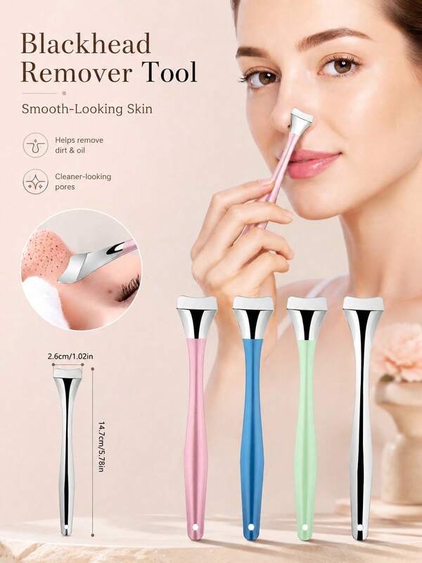 Minimalist Curved Metal Scraper, Smooth Wide Edge, Slim Ergonomic Handle, Blackhead Removal Tool, Bathroom Vanity, Travel Use, Daily Skincare, All-Season Facial Pore Cleaning Accessory, Back To School, Student Facial Cleaning Essential Tool