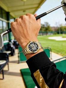 GUESS Horizon Series Men's Quartz Chronograph Watch, Round Black Dial With Roman Numerals, Suitable For Business, Commuting And Daily Wear - WATCH - View 7