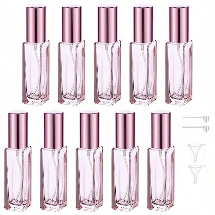 Set Of 10 Pieces Of 10ml For Travel Perfume, Portable Glass Perfume Bottle With Funnel, Pocket-Sized Cologne Vaporizer For Dispensing Perfumes And Cosmetics - Multicolor - View 1