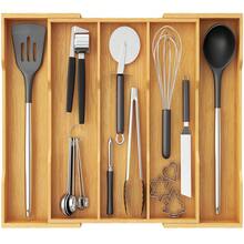 Expandable Bamboo Drawer Organizer With Dividers, Adjustable Kitchen Drawer Organizer For Large Cooking Utensils Cutlery, Kitchen Drawer Organization - View 10