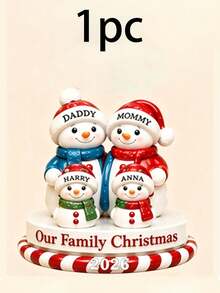 Custom Christmas Snowman Ornament, Personalized 1-9 Names Family Decor, Customized Xmas Keepsake Gift, Customizable Tree Hanging Ornament For Family Christmas Party Decorations - Style F - View 9