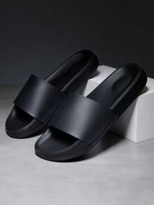 Plus Size Men's Adjustable Non-Slip Soft Sole Slide Sandals, Comfortable Outdoor Slippers For Wide Feet In Summer - Black - View 6