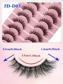 ENCHUW 10 Pairs False Eyelashes Fluffy Wispy Natural Look Fake Eyelashes C Curl Strip 3D Layered Lashes With Clear Band Suitable For Parties - Black - View 2