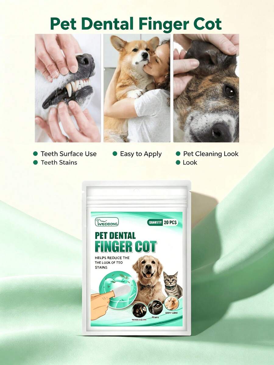 YEGBONG Pet Dental Cleaning Finger Sleeve, Dog And Cat Plaque And Tartar Removal Oral Care