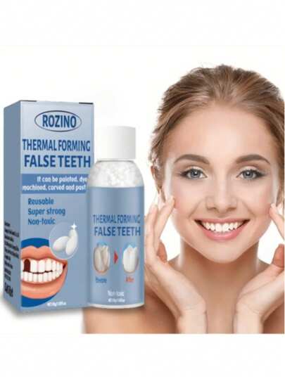1 Botella de Pegamento Dental Material de Relleno Temporal para Dientes, Relleno de Huecos de Carillas Dentales Cosméticas, Adhesivo para Dentaduras para Rellenar Huecos Dentales, Bolas de Pegamento Sólido, Altamente Maleable