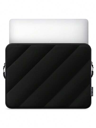 SENLASI Puffy Protective Laptop Sleeve 13.5 14 15 16 Inch,Laptop Bag Compatible With Macbook Air 13 15 M1 M2 2012-2023, Pro 13 14 15 2010-2022,14-16 Chromebook Surface Notebook,Soft Fluffy Inner Lining, Waterproof Laptop Case,Black