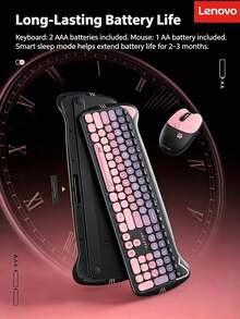 Lenovo Wireless Keyboard And Mouse Combo, Cute Cat Ear Design, Silent Keys, Suitable For Home Office Desktop And Laptop - View 6