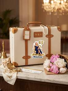 10/20/40pc Custom Photo & Text Milestone Birthday Die Cut Stickers, Personalized Name Age Face Cutout Stickers, Elegant Gold Ribbon Throne Chair Adult Birthday Party Favor Decals - Multicolor - View 5