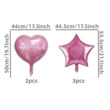 5pcs Multi‑Color Heart And Star Shaped Aluminum Foil Balloons Set For Birthday And Holiday Party Decorations - View 7
