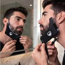 Beard Trimming & Styling Tool With Neckline Shaper, Professional Beard Trimming Guide Template, Built-In Comb, Men's Edge & Line Template, Compatible With Razor Or Tweezers - Black Mustache Template - View 4
