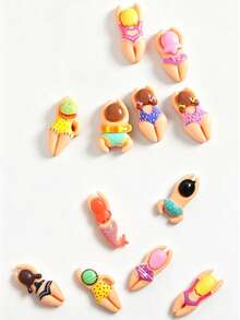 1/6/8/9/12pcs Mini Cute Swimming Figure Fridge Magnets, Realistic Resin Beach Fridge Magnets, Creative Super Small Decorative Magnets, Fixed Message Magnets, Suitable For Kitchen, Office Storage Cabinets, Fridge Decoration, Whiteboard, Kitchen, Office Photo Notes, Summer Home Party Decoration - Swimming Little Man - View 19