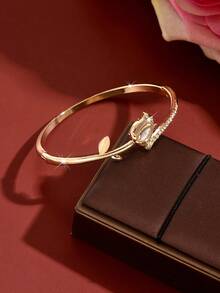 1pc Fashion Women's Tulip Flower Stackable Bracelet, Suitable For Daily Wear, Banquet, Party, Wedding - Multicolor - View 4