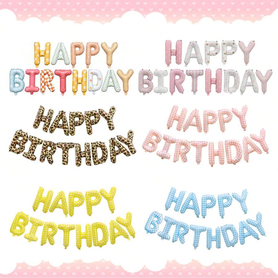 13件組多款生日氣球套組,適用生日派對、節日裝飾、豹紋主題生日、女孩生日派對、周歲慶祝、氛圍感生日背景裝飾、好友慶祝派對場景布置、拍照道具背景 - 彩色 - 查看 1