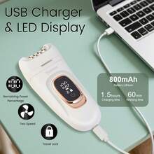 Hatteker 1pc 2-In-1 Electric Epilator USB Rechargeable Multi-Function Women's Intimate Trimmer Armpit Hair Removal Device Shaver Razor - View 5