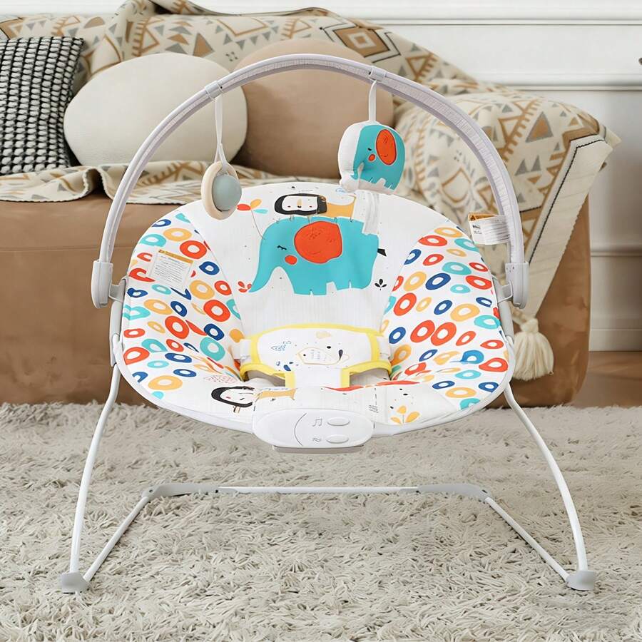 Portable Baby Bouncer Seat With Music, Infant Bouncer For Newborns 0-6 Months, Holds Up To 20 Lbs, Indoor & Outdoor Use,Halloween & Christmas - Yellow - View 1