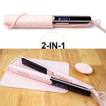 ANGENIL Pro Titanium Straightener For Women, Dual Voltage Straightener & Curler 2-In-1, 20s Fast Heating, Ionic Round Barrel Pink Travel Straightener With Heat-Resistant Mat - Pink - View 12